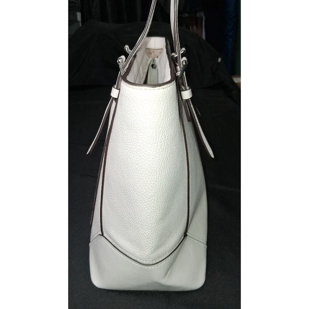 Michael Kors White Aria Large Pebble Leather Tote ,‎ Shoulder Bag 12 x 11 x 6
